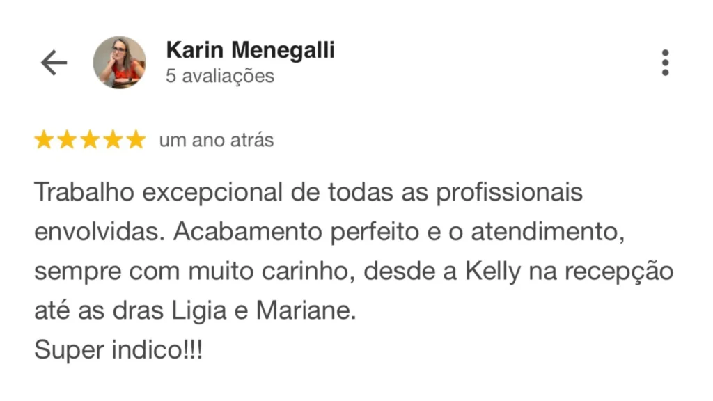 Avaliações do Google Dra. Lígia Spada Dentista Odontologia em Santa Bárbara dOeste 1